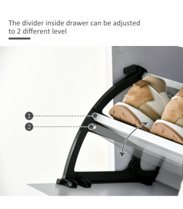 Shoe Cabinet 4 Drawers Storage with Flip Doors Shelves for 18 Pairs White