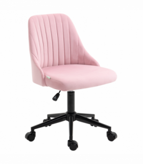 Vinsetto Velvet Office Chair with Adjustable Height and Wheels, Pink