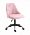 Vinsetto Velvet Office Chair with Adjustable Height and Wheels, Pink