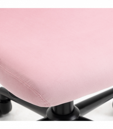 Vinsetto Velvet Office Chair with Adjustable Height and Wheels, Pink