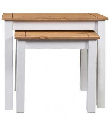 Nesting Tables 2 pcs White Solid Pine Wood Panama Range