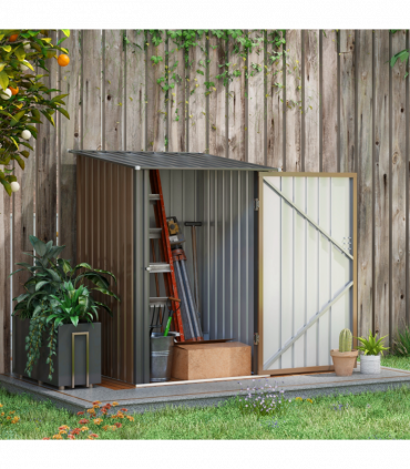 Outsunny 3.3ft x 3.4ft Outdoor Storage Shed Steel Garden Shed w/ Lockable Door