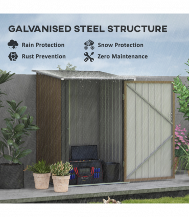 Outsunny 3.3ft x 3.4ft Outdoor Storage Shed Steel Garden Shed w/ Lockable Door