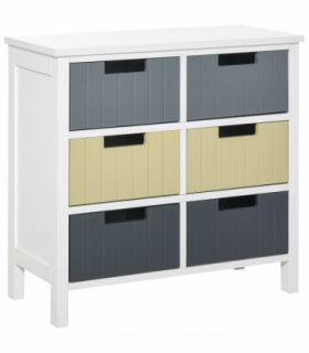 Simple Chest of 6 Drawers Storage Cabinet for Dining & Living Room