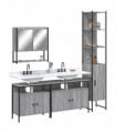 vidaXL 4 Piece Bathroom Furniture Set Grey Sonoma Engineered Wood