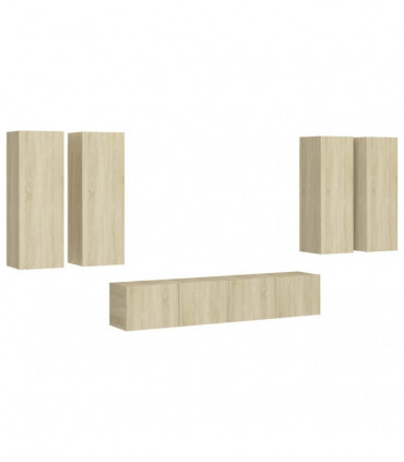 vidaXL 6 Piece TV Cabinet Set Sonoma Oak Engineered Wood