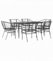 vidaXL 7 Piece Garden Dining Set Black Poly Rattan Glass