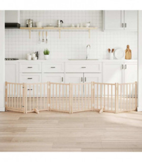 vidaXL Dog Gate with Door Foldable 6 Panels 300 cm Solid Wood Fir