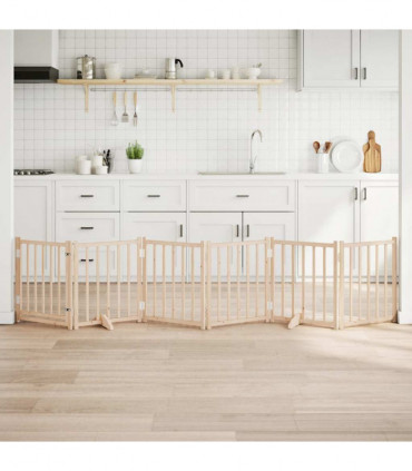 vidaXL Dog Gate with Door Foldable 6 Panels 300 cm Solid Wood Fir