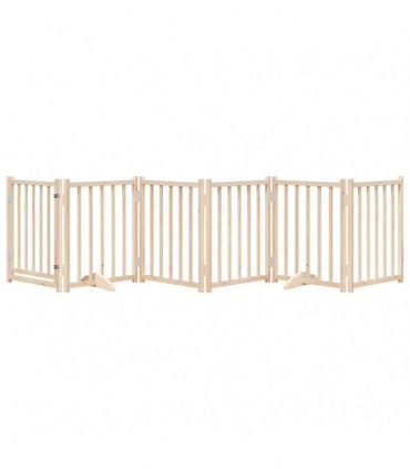 vidaXL Dog Gate with Door Foldable 6 Panels 300 cm Solid Wood Fir