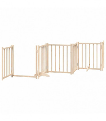vidaXL Dog Gate with Door Foldable 6 Panels 300 cm Solid Wood Fir