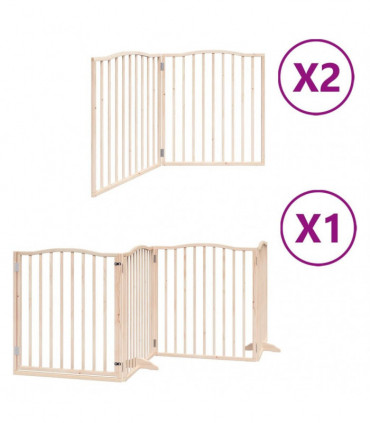 vidaXL Dog Gate with Door Foldable 8 Panels 640 cm Poplar Wood