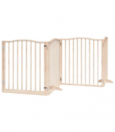 vidaXL Dog Gate with Door Foldable 8 Panels 640 cm Poplar Wood