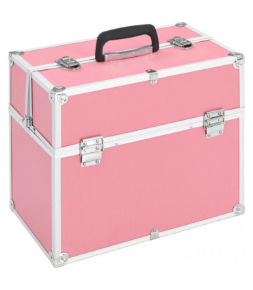 vidaXL Make-up Case 38x23x34 cm Pink Aluminium