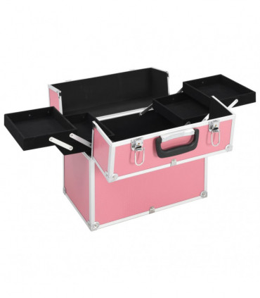 vidaXL Make-up Case 38x23x34 cm Pink Aluminium