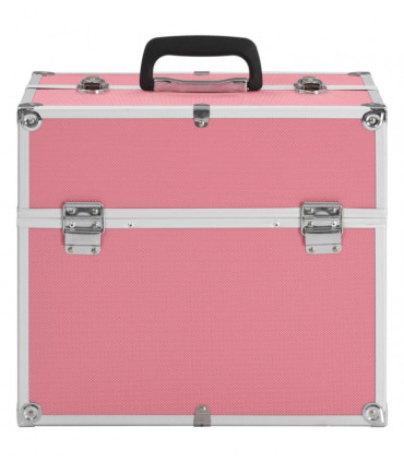 vidaXL Make-up Case 38x23x34 cm Pink Aluminium