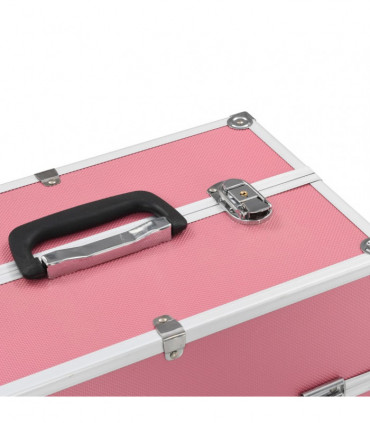 vidaXL Make-up Case 38x23x34 cm Pink Aluminium