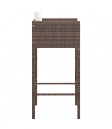 Bar Stools 2 pcs with Cushions Brown Poly Rattan