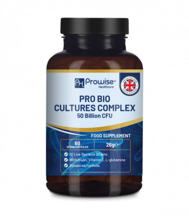 Pro Bio Cultures Complex Probiotics and Prebiotics – Added with Inulin, L-Glutamine & Vitamin C - 60 Capsules