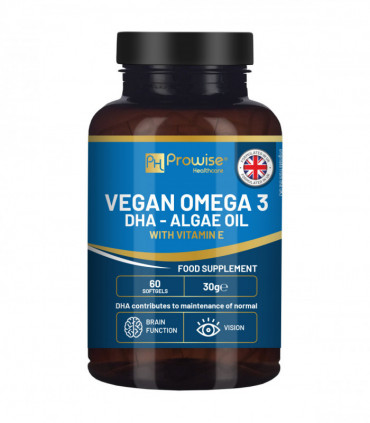 Prowise Vegan Omega-3 DHA from Algae Oil | 60 Softgels with Vitamin E