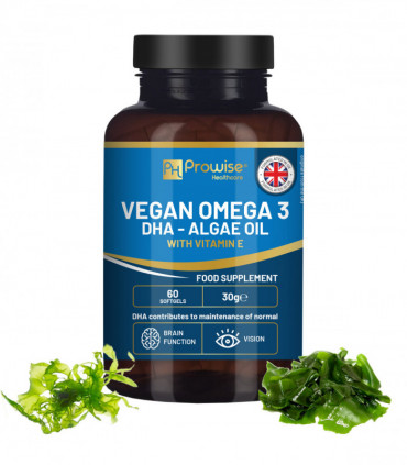 Prowise Vegan Omega-3 DHA from Algae Oil | 60 Softgels with Vitamin E