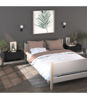 Wall-mounted Bedside Cabinets 2 pcs Black