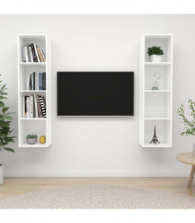 Wall-mounted TV Cabinets 2 pcs White Engineered Wood