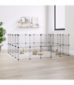 vidaXL 36-Panel Pet Cage with Door Black 35x35 cm Steel