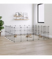 vidaXL 44-Panel Pet Cage with Door Black 35x35 cm Steel