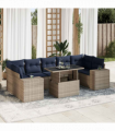 vidaXL 8 Piece Garden Sofa Set with Cushions Grey Poly Rattan Acacia