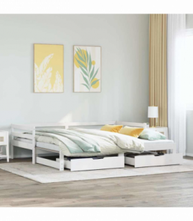 vidaXL Daybed with Trundle and Drawers without Mattress White 80x200 cm