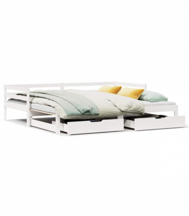 vidaXL Daybed with Trundle and Drawers without Mattress White 80x200 cm