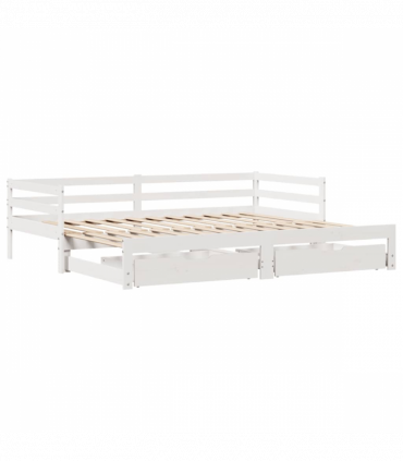 vidaXL Daybed with Trundle and Drawers without Mattress White 80x200 cm