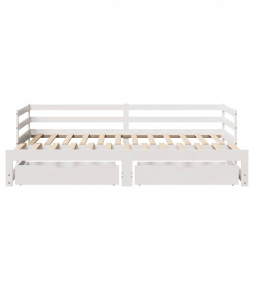 vidaXL Daybed with Trundle and Drawers without Mattress White 80x200 cm