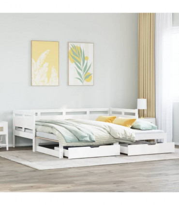 vidaXL Daybed with Trundle and Drawers without Mattress White 80x200 cm