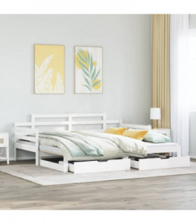 vidaXL Daybed with Trundle and Drawers without Mattress White 80x200 cm