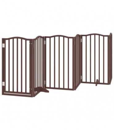 vidaXL Dog Gate with Door Foldable 6 Panels Brown Oak 300 cm Poplar Wood