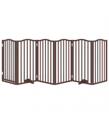 vidaXL Dog Gate with Door Foldable 6 Panels Brown Oak 300 cm Poplar Wood