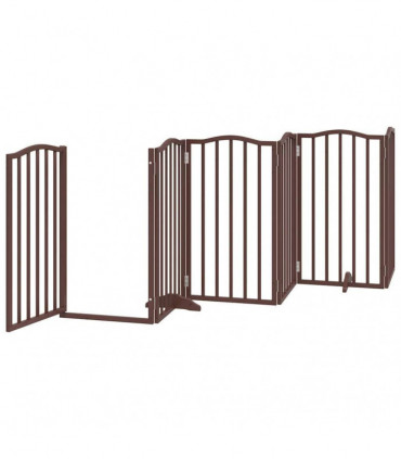vidaXL Dog Gate with Door Foldable 6 Panels Brown Oak 300 cm Poplar Wood