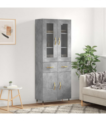 vidaXL Highboard Concrete Grey 69.5x34x180 cm Engineered Wood