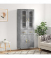 vidaXL Highboard Concrete Grey 69.5x34x180 cm Engineered Wood