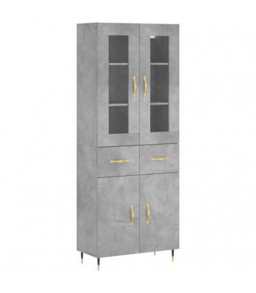 vidaXL Highboard Concrete Grey 69.5x34x180 cm Engineered Wood