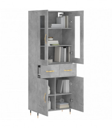 vidaXL Highboard Concrete Grey 69.5x34x180 cm Engineered Wood