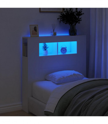 vidaXL LED Headboard White 100x18.5x103.5 cm Engineered Wood