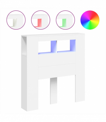 vidaXL LED Headboard White 100x18.5x103.5 cm Engineered Wood