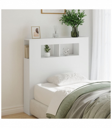 vidaXL LED Headboard White 100x18.5x103.5 cm Engineered Wood