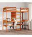 vidaXL Loft Bed Frame without mattress Wax Brown 90x190cm Solid Wood Pine