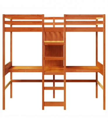 vidaXL Loft Bed Frame without mattress Wax Brown 90x190cm Solid Wood Pine