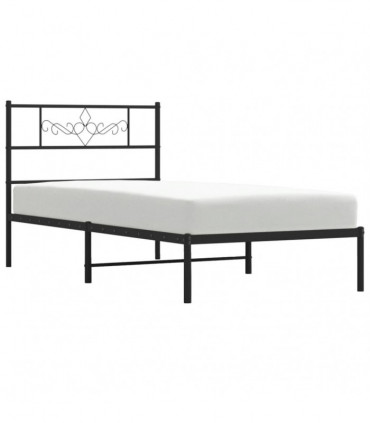 vidaXL Metal Bed Frame with Headboard Black 90x200 cm