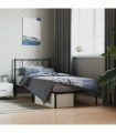 vidaXL Metal Bed Frame with Headboard Black 90x200 cm